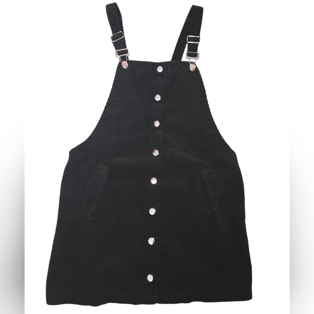 Francesca's Black Corduroy Overall Dress. Size M.